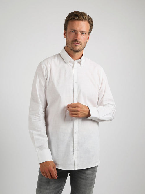 Suitable overhemd cotton slub wit | Slim-fit