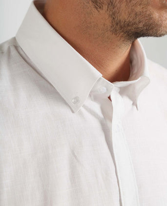 Suitable overhemd cotton slub wit | Slim-fit