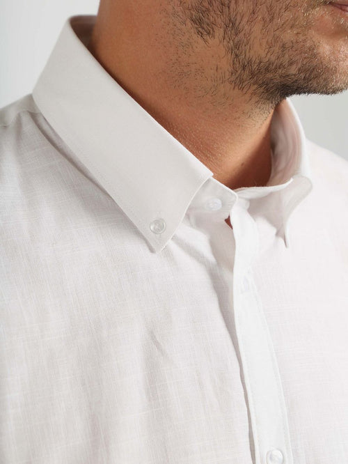 Suitable overhemd cotton slub wit | Slim-fit