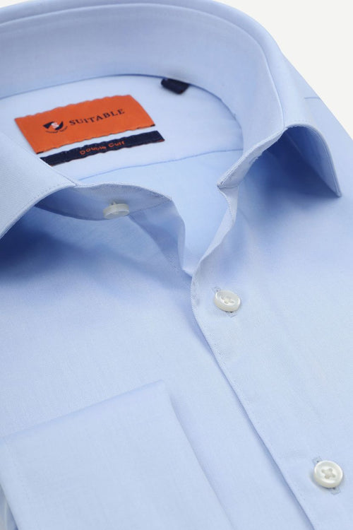 Suitable overhemd dubbelmanchet blauw | Slim-fit