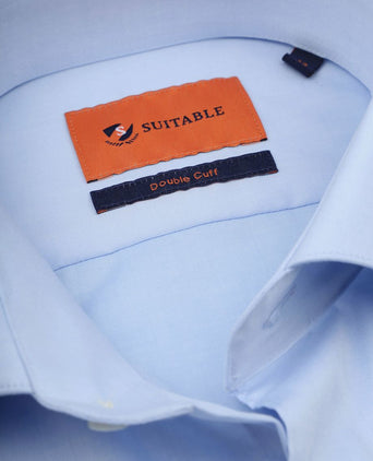 Suitable overhemd dubbelmanchet blauw | Slim-fit