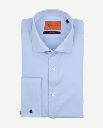 Suitable overhemd dubbelmanchet blauw | Slim-fit