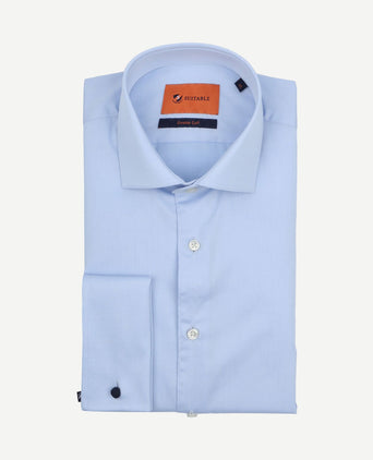 Overhemd dubbelmanchet blauw