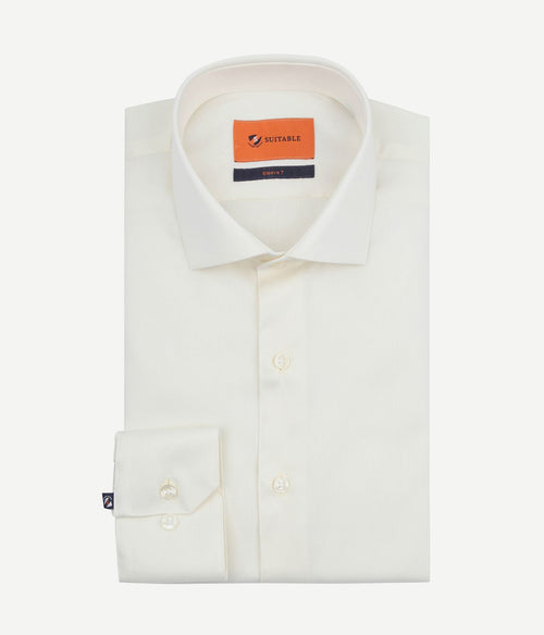Suitable overhemd extra lange mouwen twill ecru | Slim-fit