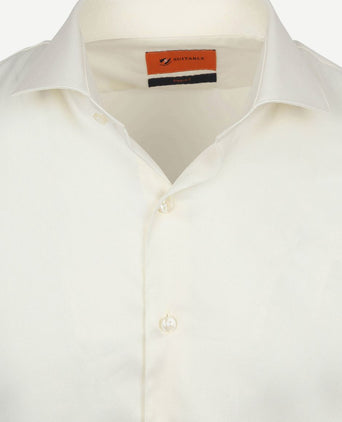 Suitable overhemd extra lange mouwen twill ecru | Slim-fit