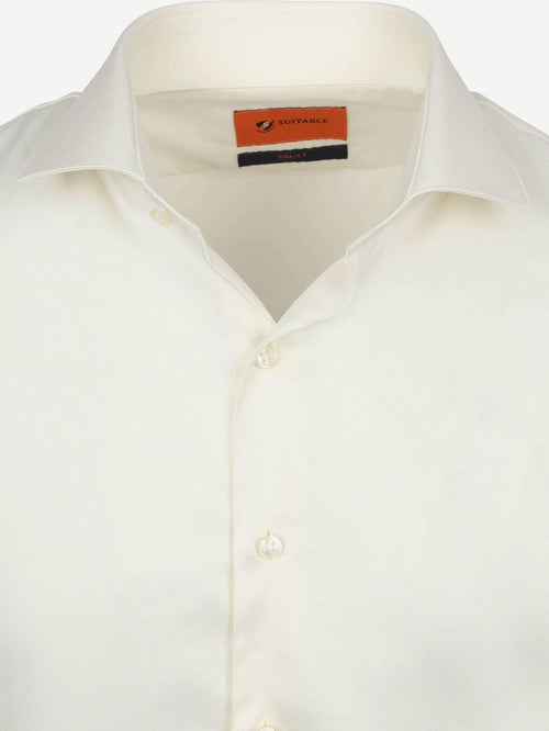 Suitable overhemd extra lange mouwen twill ecru | Slim-fit