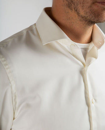 Suitable overhemd extra lange mouwen twill ecru | Slim-fit
