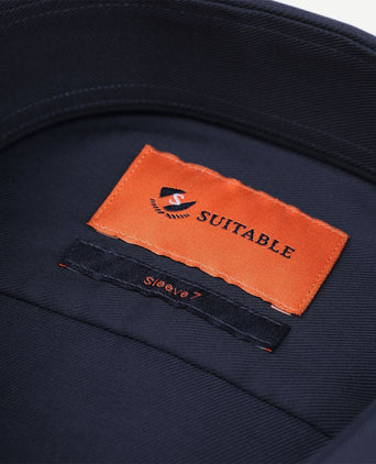 Suitable overhemd extra lange mouwen twill donkerblauw | Slim-fit