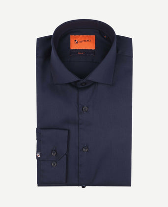 Overhemd extra lange mouwen twill donkerblauw