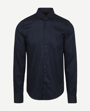 Overhemd extra lange mouwen twill donkerblauw