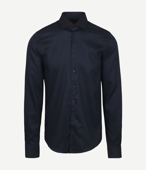 Suitable overhemd extra lange mouwen twill donkerblauw | Slim-fit