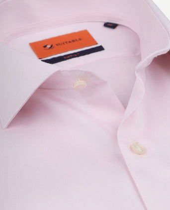 Suitable overhemd extra lange mouwen twill roze | Slim-fit