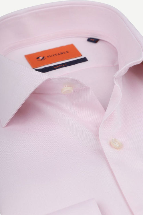 Suitable overhemd extra lange mouwen twill roze | Slim-fit