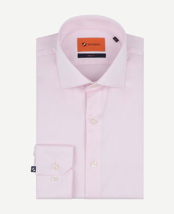 Suitable overhemd extra lange mouwen twill roze | Slim-fit