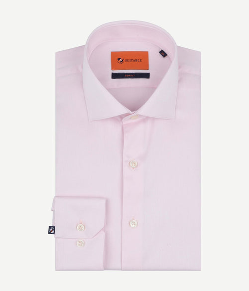 Suitable overhemd extra lange mouwen twill roze | Slim-fit