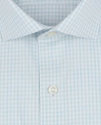 Overhemd extra lange mouwen twill ruit lichtgroen