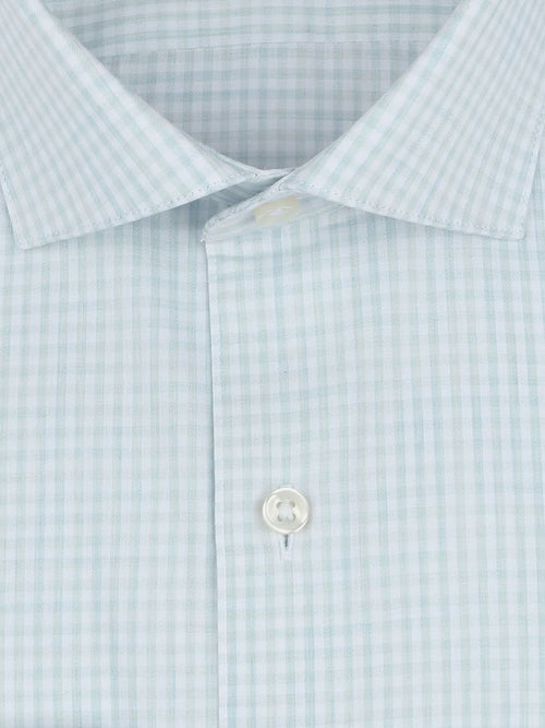 Overhemd extra lange mouwen twill ruit lichtgroen