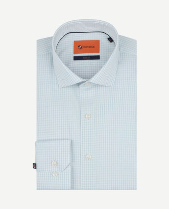 Overhemd extra lange mouwen twill ruit lichtgroen