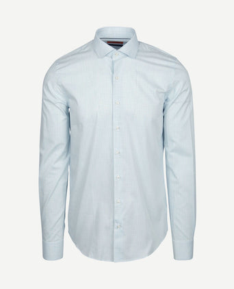 Overhemd extra lange mouwen twill ruit lichtgroen