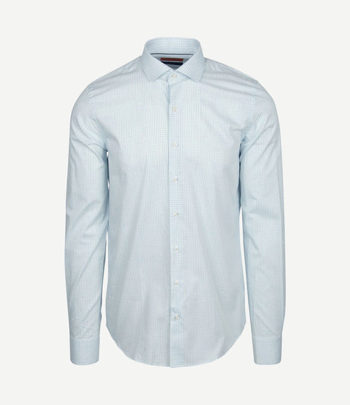 Overhemd extra lange mouwen twill ruit lichtgroen