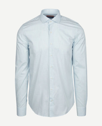 Overhemd extra lange mouwen twill ruit lichtgroen