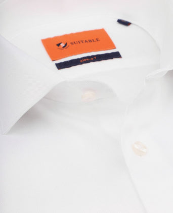 Suitable overhemd extra lange mouwen twill wit | Slim-fit