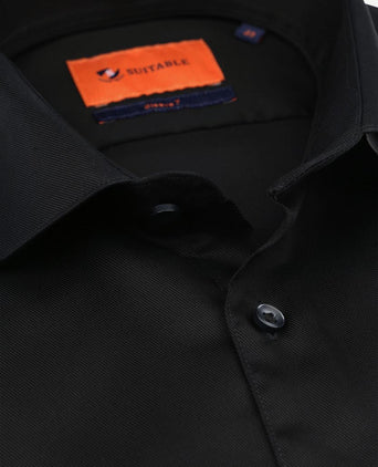 Suitable overhemd extra lange mouwen twill zwart | Slim-fit