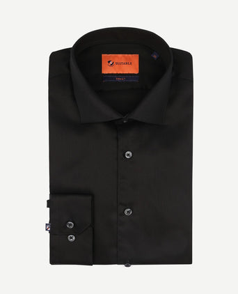 Overhemd extra lange mouwen twill zwart