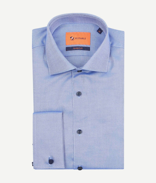 Suitable overhemd fijne ruit blauw dm22-02