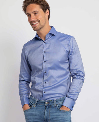 Suitable overhemd fijne ruit blauw dm22-02