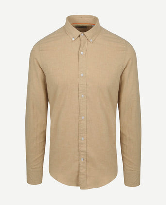 Suitable overhemd flanel beige | Slim-fit