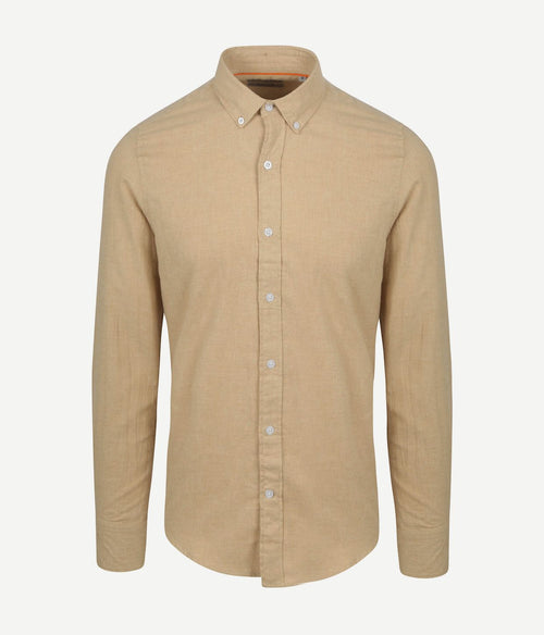 Suitable overhemd flanel beige | Slim-fit