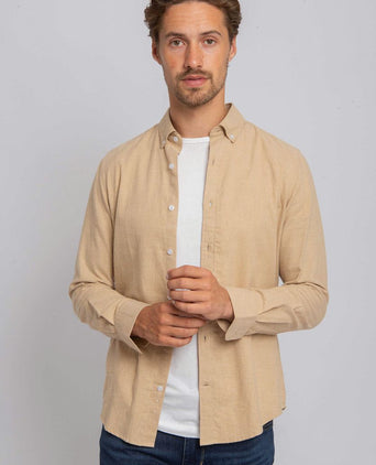 Suitable overhemd flanel beige | Slim-fit