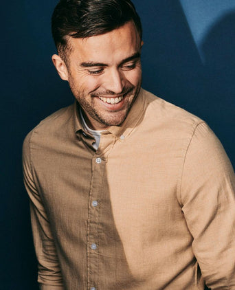 Suitable overhemd flanel beige | Slim-fit