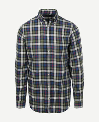Overhemd flanel checks groen blauw