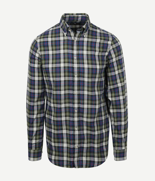 Steppin' Out overhemd flanel checks groen blauw | Slim-fit