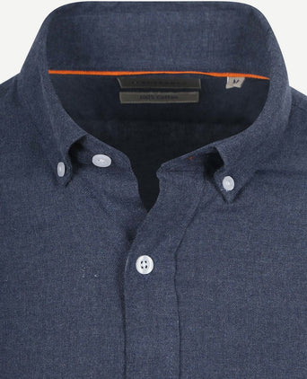 Suitable overhemd flanel donkerblauw | Slim-fit