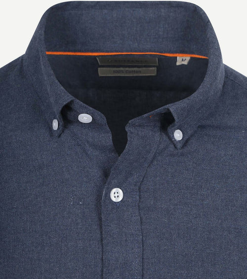 Suitable overhemd flanel donkerblauw | Slim-fit