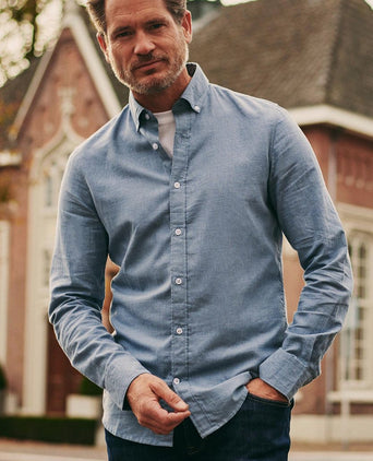Suitable overhemd flanel lichtblauw | Slim-fit