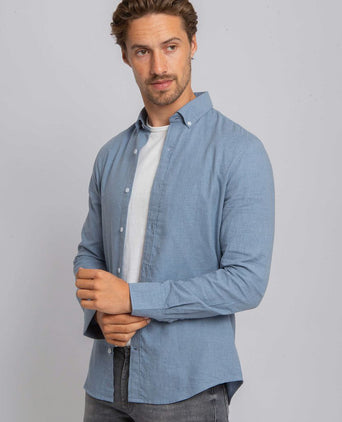 Suitable overhemd flanel lichtblauw | Slim-fit