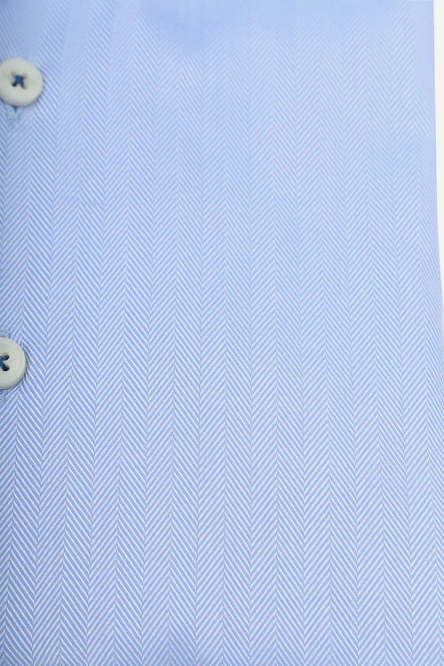 Suitable overhemd herringbone lichtblauw | Slim-fit