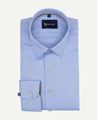 Suitable overhemd herringbone lichtblauw | Slim-fit