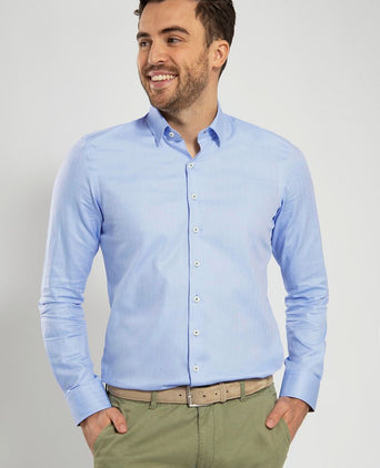 Suitable overhemd herringbone lichtblauw | Slim-fit
