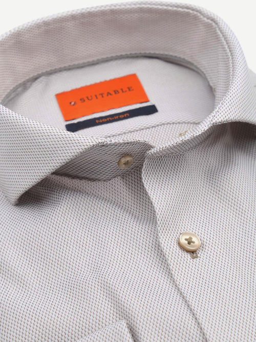 Suitable overhemd jacquard luxe beige | Slim-fit