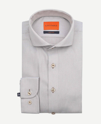 Suitable overhemd jacquard luxe beige | Slim-fit
