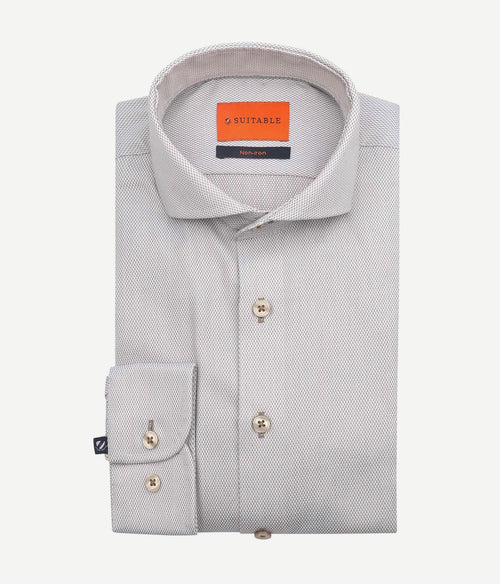 Suitable overhemd jacquard luxe beige | Slim-fit