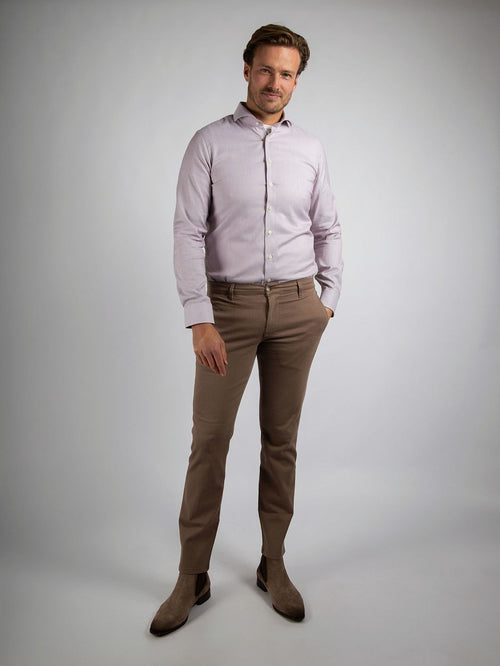 Suitable overhemd jacquard luxe beige | Slim-fit