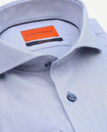 Suitable overhemd jacquard luxe blauw | Slim-fit