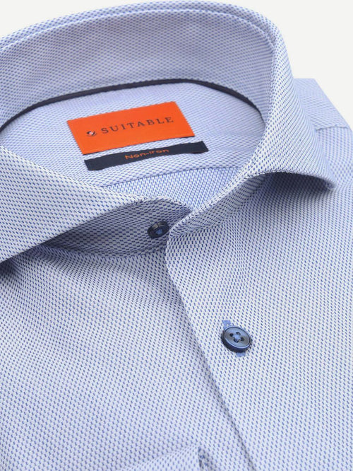 Suitable overhemd jacquard luxe blauw | Slim-fit