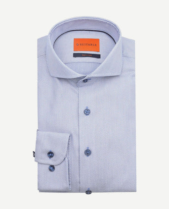 Suitable overhemd jacquard luxe blauw | Slim-fit